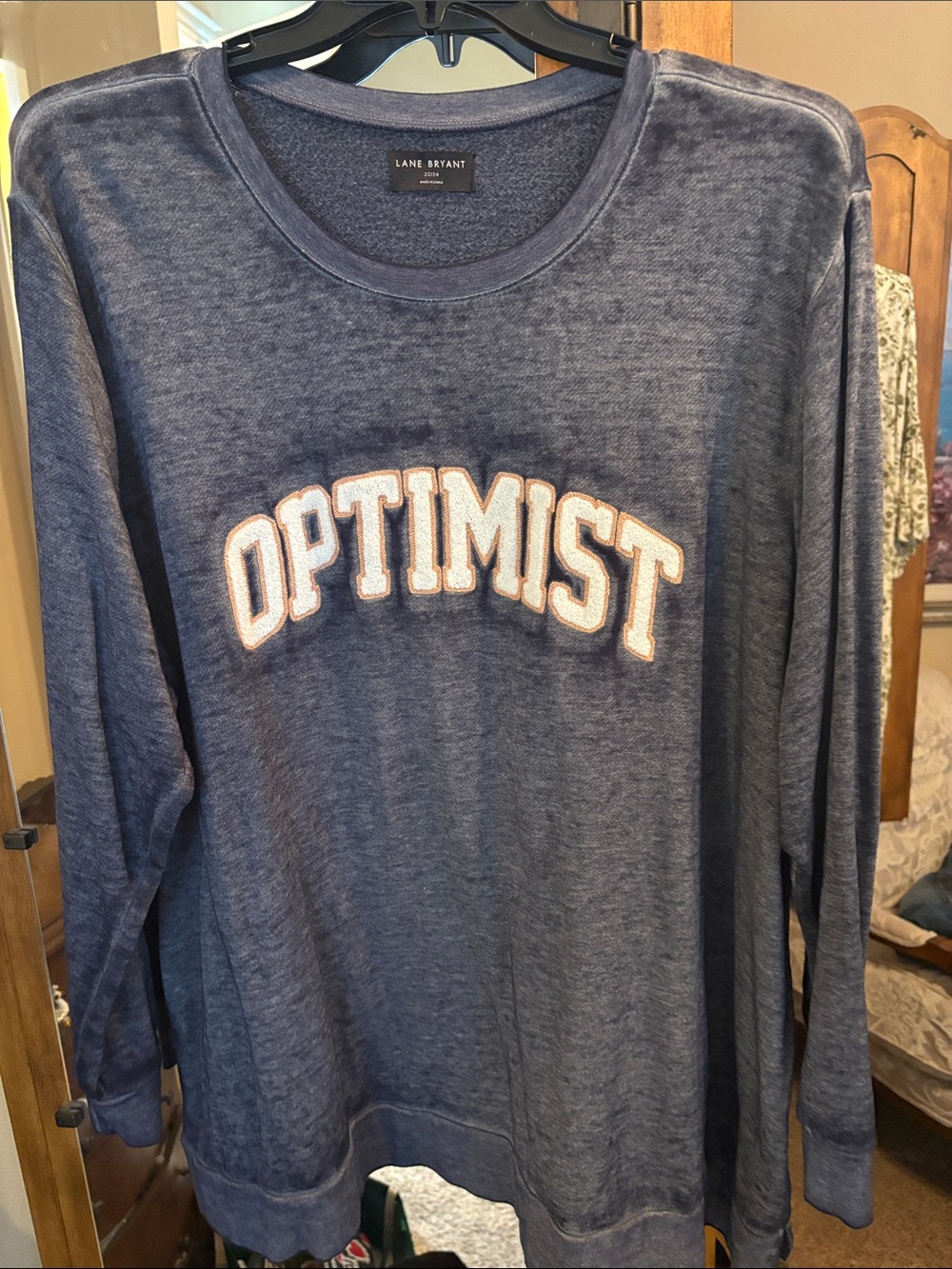 Lane Bryant Navy Blue 'OPTIMIST' Long Sleeve Sweatshirt